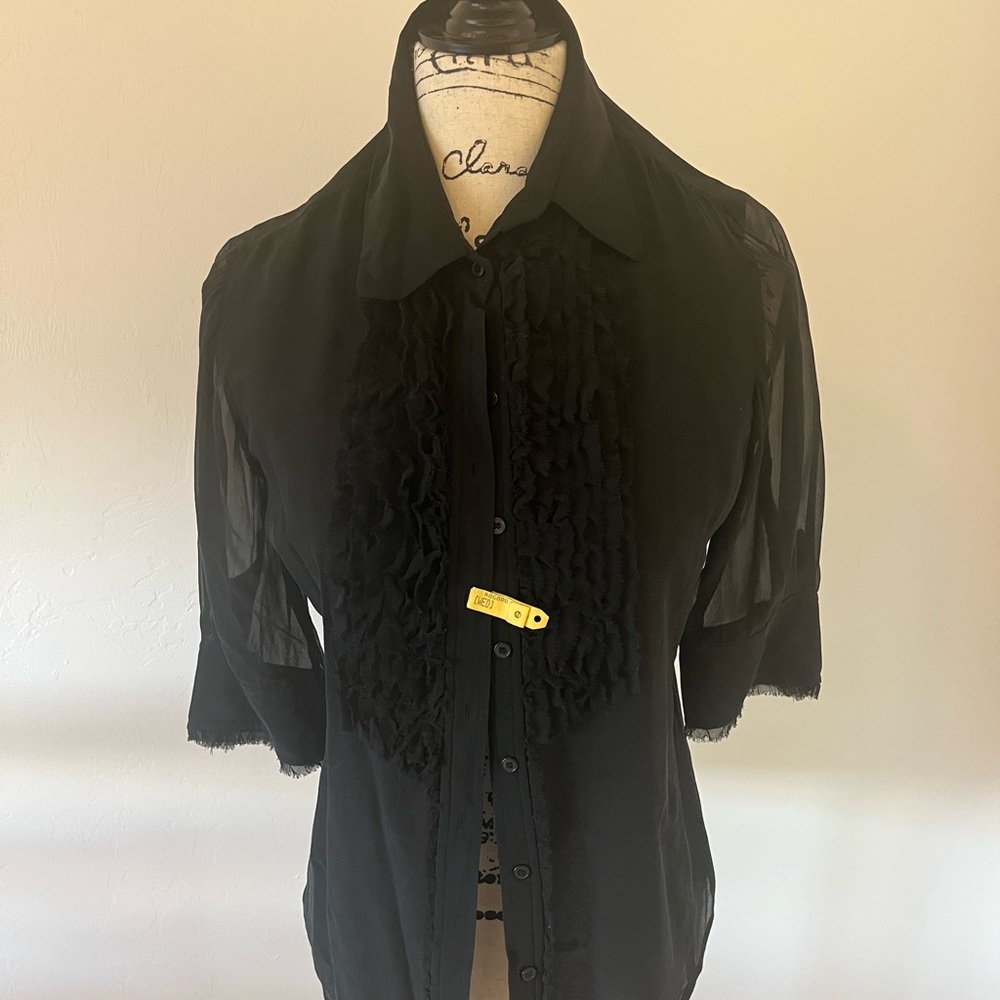 Moda International Black Sheer Sleeve Blouse